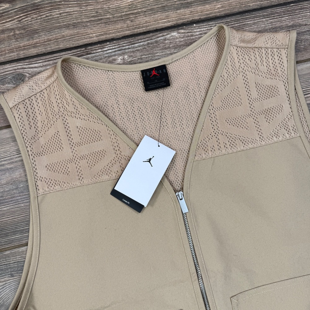 Nike Jordan Brand Mens Utility Vest Tan Khaki Mesh Back HF9327-257 XL NWT - Picture 2 of 9